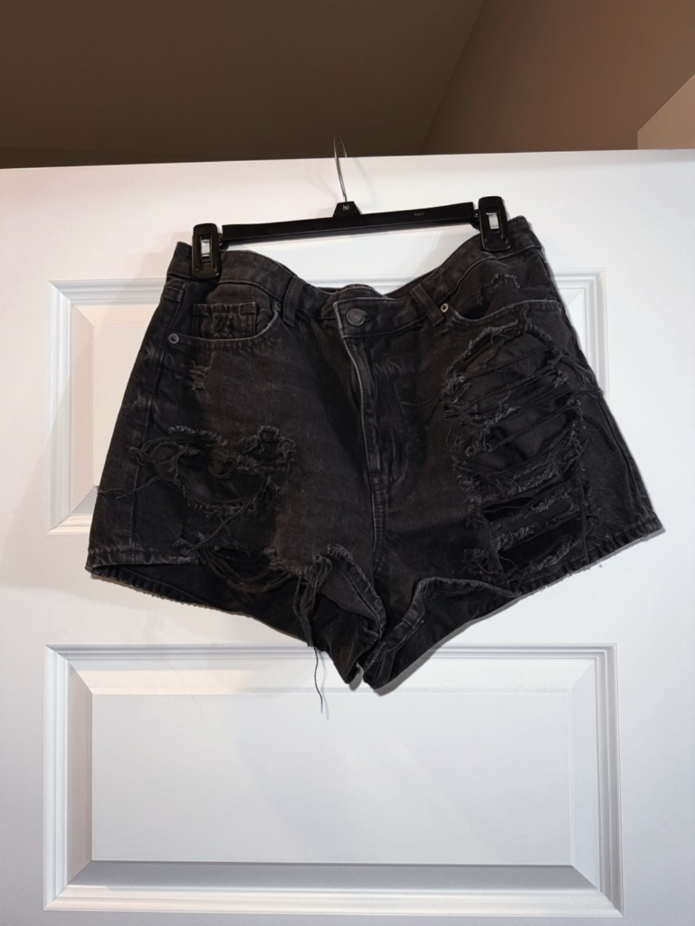 American Eagle Outfitters Black Distressed Jean Shorts
